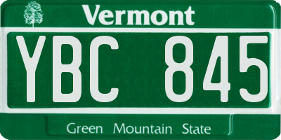 VT license plate YBC845