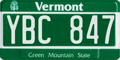 VT license plate YBC847
