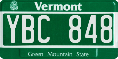 VT license plate YBC848