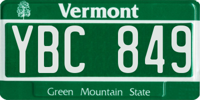 VT license plate YBC849