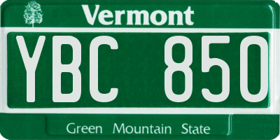 VT license plate YBC850