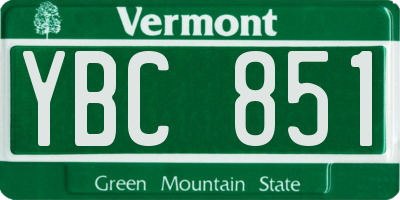 VT license plate YBC851