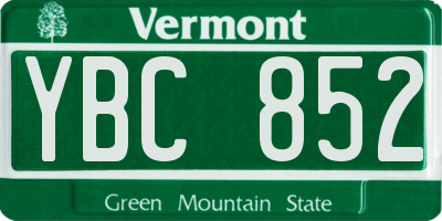 VT license plate YBC852