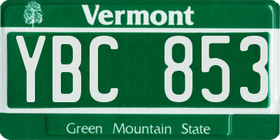 VT license plate YBC853