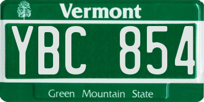 VT license plate YBC854