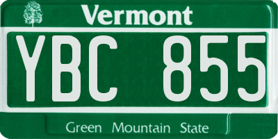 VT license plate YBC855