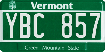 VT license plate YBC857