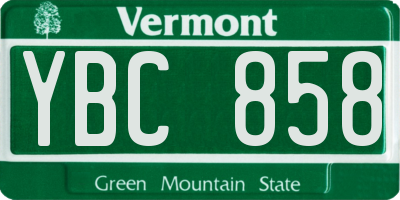 VT license plate YBC858