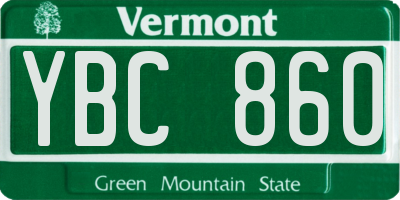 VT license plate YBC860