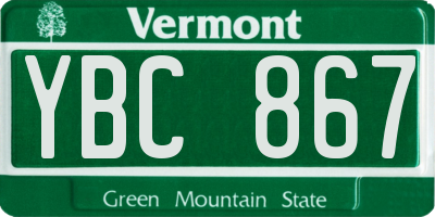 VT license plate YBC867