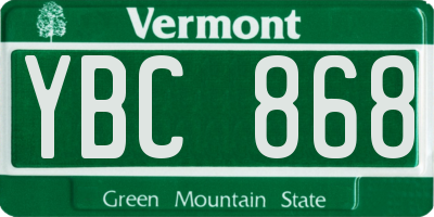 VT license plate YBC868