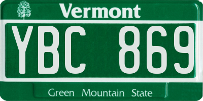 VT license plate YBC869