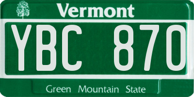 VT license plate YBC870
