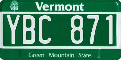 VT license plate YBC871