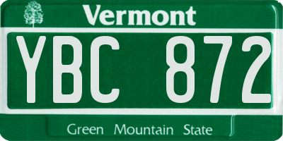 VT license plate YBC872