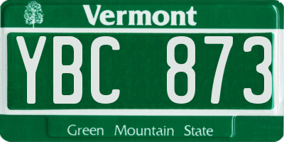 VT license plate YBC873