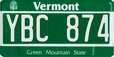 VT license plate YBC874
