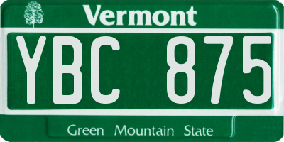 VT license plate YBC875