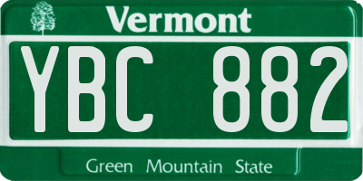 VT license plate YBC882
