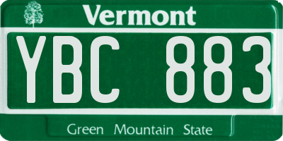 VT license plate YBC883