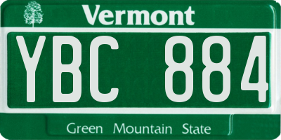 VT license plate YBC884