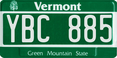 VT license plate YBC885