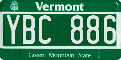 VT license plate YBC886