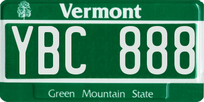 VT license plate YBC888