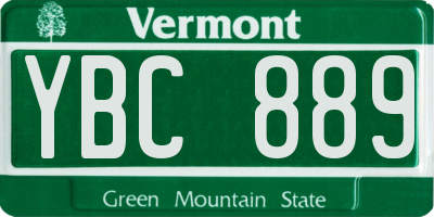 VT license plate YBC889