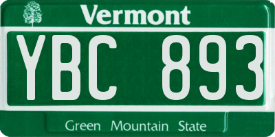 VT license plate YBC893