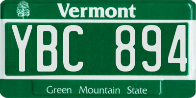 VT license plate YBC894
