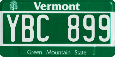 VT license plate YBC899