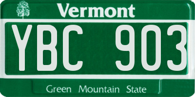 VT license plate YBC903