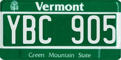 VT license plate YBC905