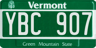VT license plate YBC907