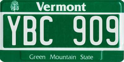 VT license plate YBC909