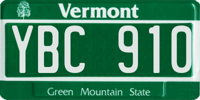 VT license plate YBC910