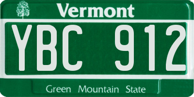 VT license plate YBC912
