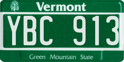 VT license plate YBC913