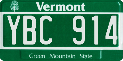 VT license plate YBC914