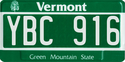 VT license plate YBC916