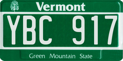 VT license plate YBC917