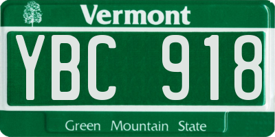 VT license plate YBC918
