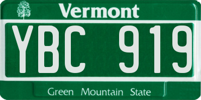 VT license plate YBC919