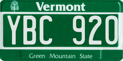 VT license plate YBC920