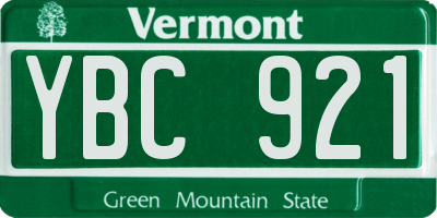 VT license plate YBC921