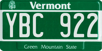 VT license plate YBC922