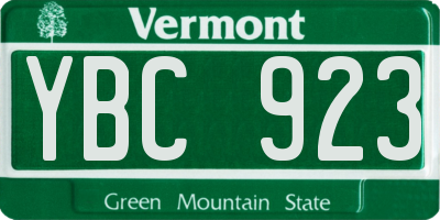 VT license plate YBC923