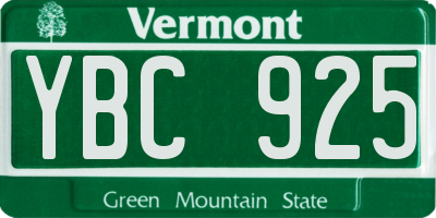 VT license plate YBC925