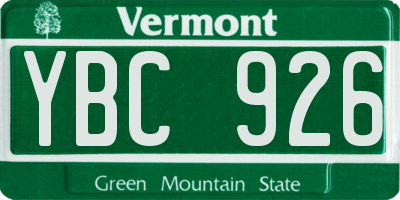 VT license plate YBC926